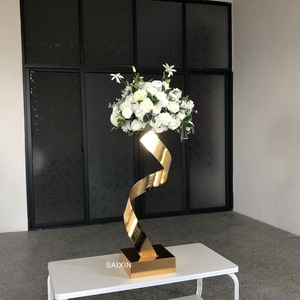 ZT-364 Hoa Bóng Đám Cưới Kim Loại Vàng Đứng S Hình Dạng Hoa Đứng Cho Bảng Centerpieces - Product Image 2