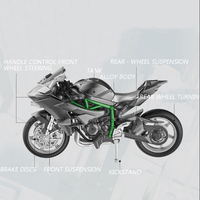 Modèle de moto miniature en alliage de zinc moulé sous pression, à rétrofriction, échelle 1:12, noir et rouge, objet de collection