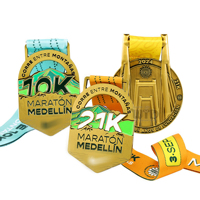 Médailles artisanales plaquées or, argent et bronze de 6,5 cm pour récompenses, compétitions sportives et jeux, médailles à personnaliser pour des récompenses sur mesure