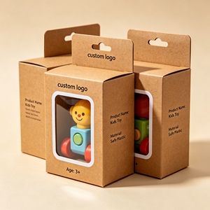 Boîte en carton kraft biodégradable écologique personnalisée avec impression de marque, design pliable pour l'emballage de jouets pour enfants, quatre couleurs - Product Image 2