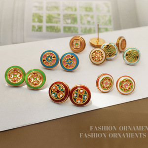 S925 ago in argento nuovo stile cinese piccoli orecchini in rame contrasto placcato in oro stile palazzo retrò per le signore di tendenza alla moda - Product Image 1