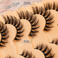 7 paires Europe naturel Faux cils de vison paquet personnalisé cils végétaliens en gros