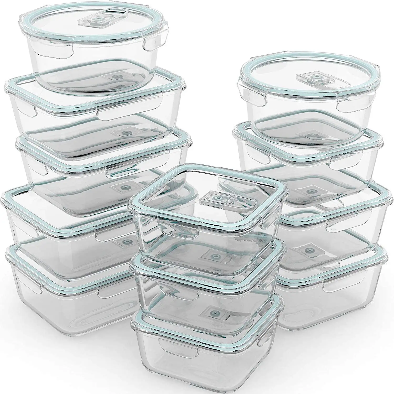 BPA/PVC Free Glass Containers For Food Storage Box Small & Large Reusable Round, Square & Rectangular Bento Containers
