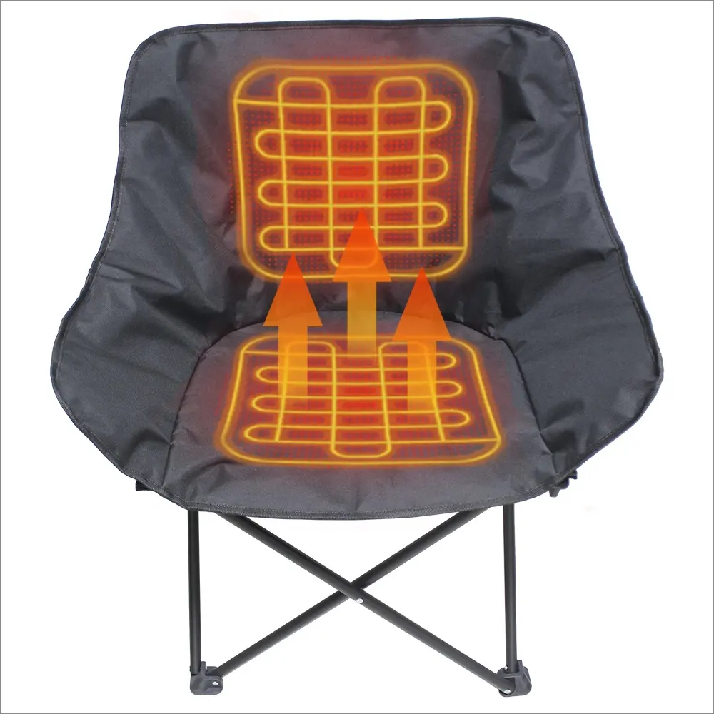 Chaise de camping chauffante pliable pour l'extérieur Oreillers lombaires confortables et coussins de siège pour voyage Chasse Pêche et randonnée
