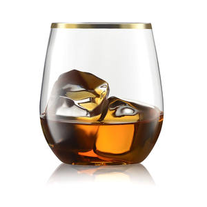 Lunettes à vin sans monture en plastique, verres à whisky transparents 12 OZ, jetables, résistantes aux chocs, pliables, 1 pièce - Product Image 1