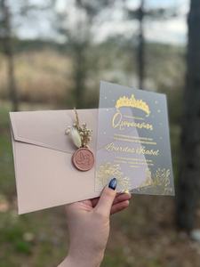 Cá Nhân Tùy Chỉnh Thiết Kế Lời Mời In Ấn Vàng Lá Acrylic Phong Bì Trang Thiệp Mời Đám Cưới Cho Đám Cưới Kế Hoạch - Product Image 4