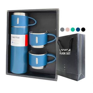 Bouteille d'eau portable, cadeau d'affaires, ensemble de flacons de 17 oz, tasse thermos, flacons isothermes en acier inoxydable, ensemble de bouteilles d'eau sous vide avec 3 couvercles - Product Image 4
