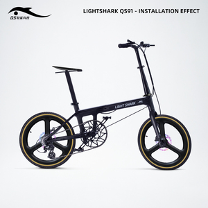 Roue de vélo légère et robuste en fibre de carbone de 20 pouces avec frein à disque avant/arrière à <span class=keywords><strong>trois</strong></span> pales et finition brillante - Product Image 4