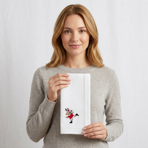 Serviettes de table carrées modernes brodées à la main en lin personnalisées pour mariage, 80x120cm, avec logo personnalisé pour événements hôteliers et fêtes - Product Image 1