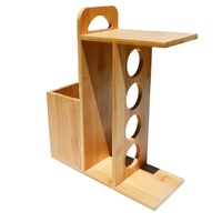Étagère à épices en bambou au design unique, porte-ustensiles, organisateur de comptoir autoportant pour bocaux, couverts, cuillères
