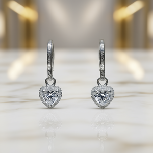 Orecchini Pendenti Miaofeng con Cuore in Cristallo e Oro Bianco, Argento 925 Placcato Rodio, Gioielli da Sposa per Donne - Product Image 2