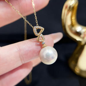 Collar con Colgante de Plata de Ley S925 31460 para Mujer, con Cuentas Redondas de 10-15 mm, Soporte Vacío para Accesorios, 31460, Accesorios para Perlas DIY - Product Image 1