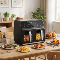 Vente chaude usine : Four friteuse à air industriel et domestique, mini, avec verre de visualisation, 8L, écran tactile et double porte