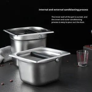 Contenedor <span class=keywords><strong>de</strong></span> Residuos <span class=keywords><strong>de</strong></span> Café <span class=keywords><strong>de</strong></span> Acero Inoxidable, Contenedor Integrado con Barra <span class=keywords><strong>de</strong></span> Goma para Uso en Casa, Cafetería o Restaurante - Product Image 1