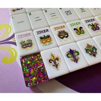 Juego de Fichas de Mahjong Americanas de Acrílico de 2 Capas con Purpurina Morada, Diseño Personalizado de Lujo de Mac Miller Laissez Les Bons Temps Rouler, Venta al Por Mayor