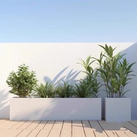 Jardinière en acier de grande taille personnalisée K75, pot de fleurs et bac à plantes, métal blanc rectangulaire, jardinière d'extérieur