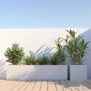 Jardinière en acier de <span class=keywords><strong>grande</strong></span> taille personnalisée K75, pot de fleurs et bac à plantes, métal blanc rectangulaire, jardinière d'extérieur - Product Image 3