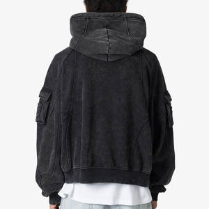 Custom 500 Gsm Oversized Hoodie Streetwear French Terry Cargo Pocket Hoodie - Product Image 4