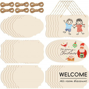 Fette di Legno Grezze da Appendere per Decorazioni Ecologiche Fai-da-Te, Graffiti, Scrittura e Pittura per Bambini, Decorazione per Porta di <span class=keywords><strong>Benvenuto</strong></span> - Product Image 1