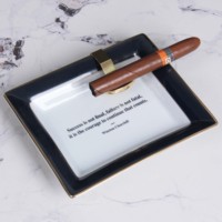 AST009 Cendrier à cigares en porcelaine de 7,8 pouces, plateau carré décoratif en céramique, plateau à bonbons orange de luxe pour la décoration de la maison