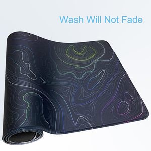 Tapis de souris de jeu <span class=keywords><strong>XXL</strong></span> personnalisé violet topographique avec repose-poignet, base en caoutchouc antidérapante, bord cousu, imperméable et résistant aux rayures - Product Image 3