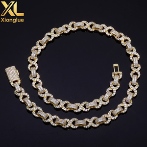 Trendy 10mm Geometric <b>Square</b> CZ Infinite Loop Hiphop Bling Bling Necklace Bracelet <b>Set</b> Gold Finish Fashion Sliver Cuban - Product Image 3