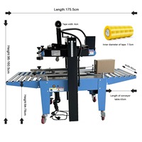 Machine de scellage semi-automatique pneumatique FXJ-6050C pour cartons et boîtes avec option d'imprimante à jet d'encre et de système de distribution de ruban adhésif pour l'emballage de boissons