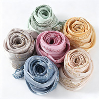 Hijab shawl bordir bunga Zifeng OEM, motif bunga, dekorasi muslim wanita, fashion serbaguna, kerudung harian.