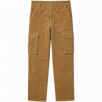 Ensemble deux pièces en velours côtelé pour homme avec logo personnalisé, veste et pantalon cargo, survêtement décontracté à coupe ample avec boutons, tenue décontractée pour homme