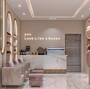 Arredamento per <span class=keywords><strong>Esposizione</strong></span> Salone di Bellezza, Bancone per Unghie Personalizzato di Lusso con Illuminazione LED, Design Gratuito per Interni di Saloni di Bellezza - Product Image 6