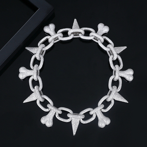 JINSE Bling श्रृंखला पुरुषों और लड़कों के लिए घन Zirconia ज्वैलरी नई डिजाइन क्यूबा लिंक कस्टम कुत्ते हड्डी आइस्ड हार - Product Image 4