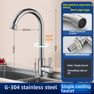 Évier <span class=keywords><strong>de</strong></span> <span class=keywords><strong>cuisine</strong></span> moderne en granit blanc Wayon <span class=keywords><strong>avec</strong></span> robinet à bec haut en nickel brossé - Product Image 2