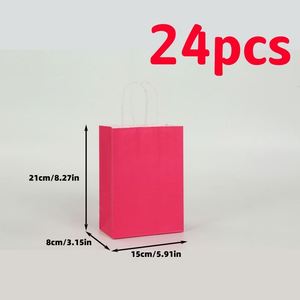 24pcs Rose <b>Red</b> Kraft Paper Bags with Handles 5.91*3.15*8.27in Small Kraft Paper Gift Bags for Pack Birthday Party Favors Gifts - Product Image 2