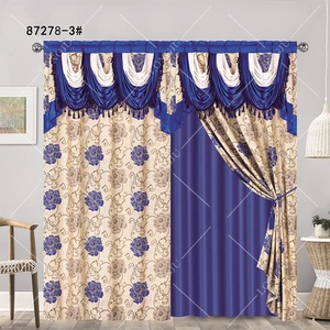 Rideaux jacquard à fleurs américaines Rideaux occultants double couche avec cantonnières Style de poche abordable - Product Image 2