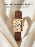 Montre de Luxe Rectangulaire à Quartz pour Femme, Vintage, en Alliage, Élégante, Chiffres Romains, Bracelet en Cuir, Aiguilles, Calendrier, Bijou de Mode RONDA