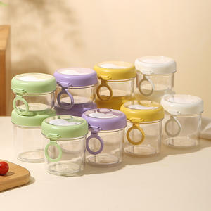 Recipiente cilíndrico Fresh Keep Cup con tapa con clip, en colores púrpura, blanco, verde y amarillo, para almacenamiento de alimentos, ideal para viajes, juego individual. - Product Image 1