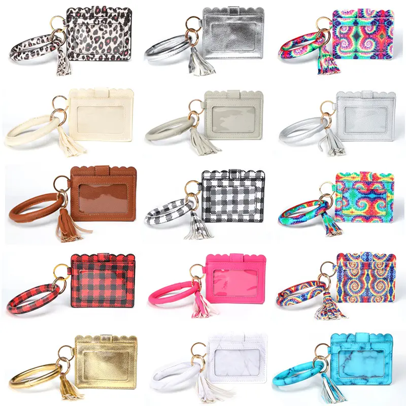 Women's Credit Card Holder keychain Fashion Bracelets Key Chain With Card Holder And Wallet Tassel Key Chain