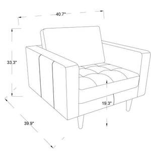 Sillón Catherine de Cuero Estilo Moderno de Mediados de Siglo con Patas de Nogal en Cuero Genuino Color Bronceado para Sala de Estar, Dormitorio o Sala de Espera - Product Image 6