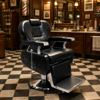 Fauteuil de Barbier Moderne en Similicuir Style Antique, Chaise de Salon Hydraulique avec Base en Acier Inoxydable et Repose-Pieds Réglable pour Salon de Beauté