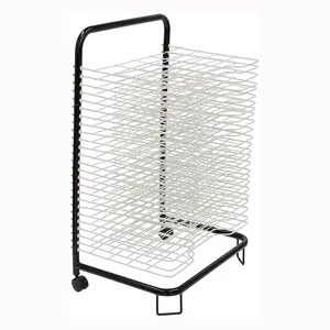 JH-Mech Mobile Painting Drying Racks Portable Design High Quality Build 25 Wire Shelves Convenient Metal Art Drying Rack