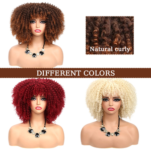 Afro วิกผมแอฟริกาคลาสสิกลูกไม้แถบคาดศีรษะ 14 นิ้ว 280g เซ็กซี่ร้อนขาย afro โค้งกับแงะ<span class=keywords><strong>สั้น</strong></span><span class=keywords><strong>ผม</strong></span>สังเคราะห์สําหรับผู้หญิง - Product Image 4