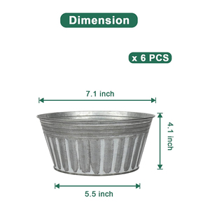 Pot tanaman pedesaan logam perak 7 inci murah pot bunga antik galvanis dangkal dengan lubang saluran ember logam tahan karat - Product Image 3