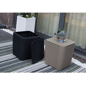 Tg tiêm hình thang nhựa cao cấp tiết kiệm không gian nơi lưu trữ đa chức năng khối lưu trữ ngoài trời 80 gallon <span class=keywords><strong>wicker</strong></span> boong hộp - Product Image 2