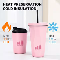 Usine chaude et froide 1/2 12oz 16oz tasse à café en acier inoxydable avec couvercle double paroi fiole à vide tasse gobelet étanche réutilisable