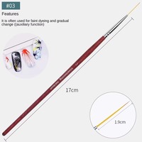 Stylo de Peinture pour Nail Art, Kit de Pinceaux en Bois pour Gel UV DIY, Pinceaux de Dessin pour Motifs Floraux et Grille, Pinceau Liner Gel pour Nail Art 7mm 12.5mm 19mm