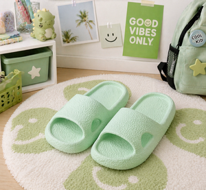 Ciabatte da donna verde chiaro per interni, con tomaia in PU e suola in EVA, taglie 36-41, per tutte le stagioni, tinta unita, punta aperta, per uso domestico - Product Image 1