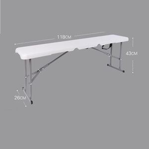 4FT 118CM Tragbare Klapp bank für den Außenbereich Picknick tisch und Hocker aus weißem Kunststoff für den Garten balkon auf dem Patio - Product Image 3