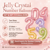 Ballons Chiffres en Cristal Gelée Premium 32 et 40 Pouces, Emballage Exquis, Ballons Transparents en Aluminium pour Décoration de Fête d'Anniversaire