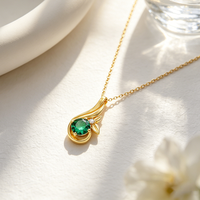 Bijoux Moyu en argent véritable 925 plaqué or 18 carats, bijoux de haute qualité, pendentif en zircon émeraude, collier en argent 925 pour femmes