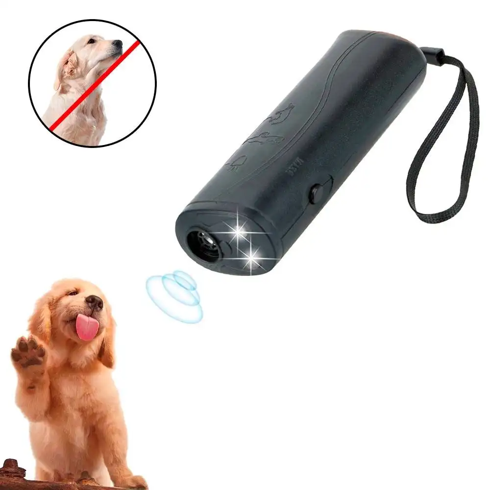 Repelente de cães 3 em 1 para animais de estimação, dispositivo de treinamento de latidos sem bateria, LED ultrassônico antilatido